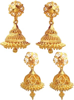 oh wow one gram micro gold plated women jhumki earrings combo pak of 2 Copper, Alloy Jhumki Earring, Drops & Danglers