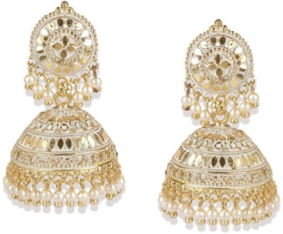 BHANA STYLE BHANA STYLE Classic Designed Gold Plated Enamelled Jhumka Earrings For Women And Girls Cubic Zirconia, Beads Alloy Jhumki Earring