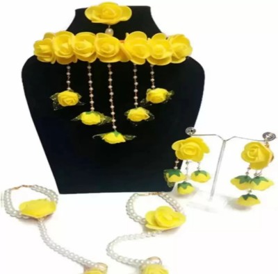 Hutshop Fabric Yellow, Beige Jewellery Set(Pack of 1)