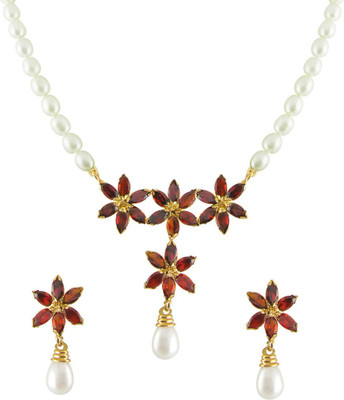 Sri Jagdamba Pearls Mother of Pearl Gold-plated Gold Jewellery Set(Pack of 1)