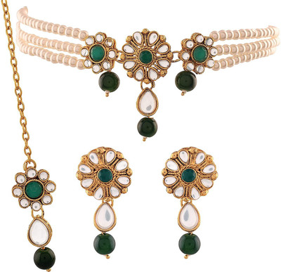 CATALYST Brass Gold-plated Green, White Jewellery Set(Pack of 1)