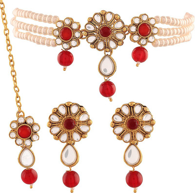CATALYST Brass Gold-plated Red Jewellery Set(Pack of 1)