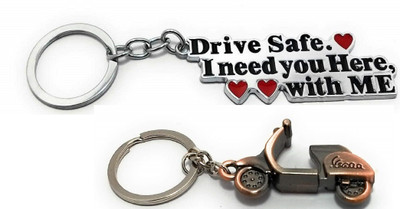 kd collections KD601 - Scooter Keychain & Drive Safe Keychain Combo for Bike Scooty & Car Multicolour Key Chain