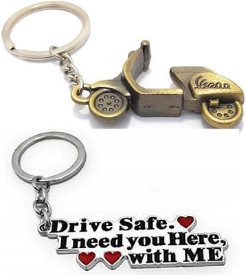 kd collections K600 - Scooter Keychain & Drive Safe Keychain Combo for Bike Scooty & Car Key Chain