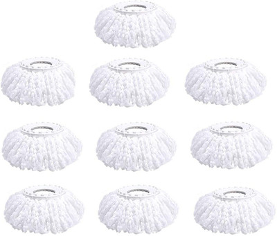 TOPREDO 360 Rotating Magic Spin Microfiber Mop Head Refill Pack OF 10 Super Absorbent Refills for All Home & Office Floor Cleaning only Refill(White)