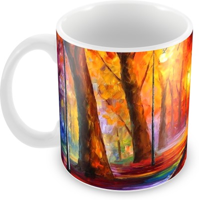 Tuelip "Love In Rain Painting" Classic Stylish Printed Tea & Coffee Ceramics 350 ML Ceramic Coffee Mug(350 ml)