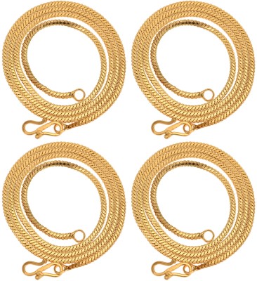 AanyaCentric 22&28inches Long Trendy Fancy Latest Design Neck Chain Combo Pack for Men Women Gold-plated Plated Brass Chain Set