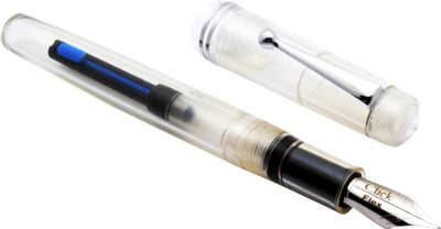 Ledos Click Aristocrat White Demonstrator Flex Nib Fountain Pen(Ink Color - Blue)