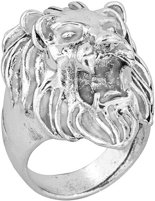 morir Silver Plated Big and Bold Roaring Lion's Head Macho Design Heavy Finger Ring Band Ring for Mens/Boys Stainless Steel Gold Plated Ring