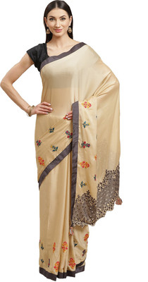Shaily Retails Embroidered Bollywood Georgette Saree(Cream)