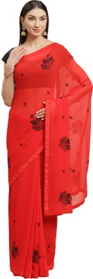 Shaily Retails Embroidered Bollywood Georgette Saree(Red)