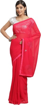Shaily Retails Embroidered Bollywood Georgette Saree(Pink)