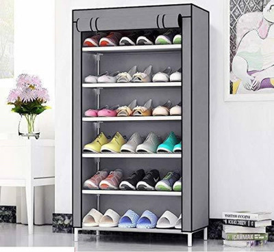 Lyzoo NextGEN Home Creative 6 layer collapsible shoe rack GREY Plastic Shoe Stand(GREY null, 6 Shelves, DIY(Do-It-Yourself))