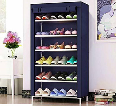 CMerchants NextGEN Home Creative 6 layer collapsible shoe rack BLUE Metal Collapsible Shoe Stand(BLUE, 6 Shelves, DIY(Do-It-Yourself))