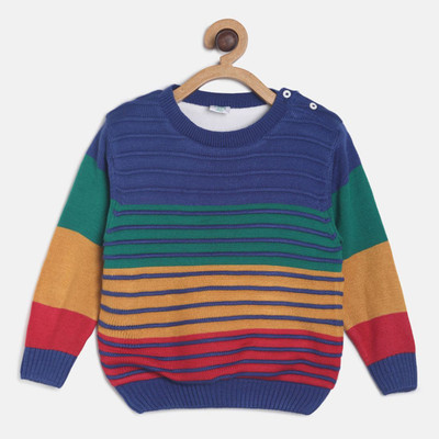 MINI KLUB Striped Round Neck Casual Baby Boys Multicolor Sweater