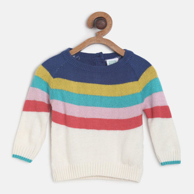 MINI KLUB Striped Round Neck Casual Baby Girls Multicolor Sweater