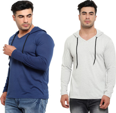 Jaskart Solid Men Hooded Neck Multicolor T-Shirt