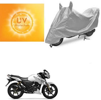 MOTOWORLD Waterproof Two Wheeler Cover for TVS(Apache RTR 180, Silver)
