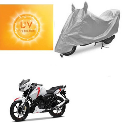 MOTOWORLD Waterproof Two Wheeler Cover for TVS(Apache RTR 160, Silver)