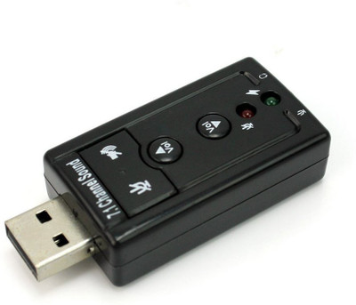 AlexVyan Original USB 2.0 External Virtual 7.1 Channel 12 MBPS 3D Audio Sound Card Mic adapter for Laptop PC (Plug and Play) Black-7.1-2 Sound Card(Black)