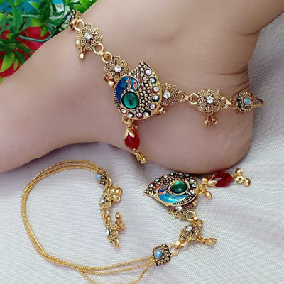 Pihoo Enterprise Alloy Anklet(Pack of 2)