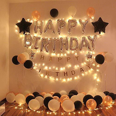 party assets Solid Happy Birthday led Light Combo Set for Birthday Decoration Balloon(Multicolor, Pack of 58)