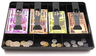 HASTHIP Cash Storage |ABS Raw Material Drawer|Storage for Cash |Cash Coin Register Insert Tray(Black) Cash Box(7 Compartments)