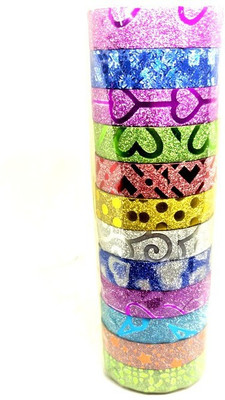 Craftcape single sided N/A adhesive designer glitter tapes (Manual)(Set of 12, Multicolor)