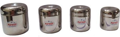 Marwall Steel Utility Container  - 100 ml, 150 ml, 200 ml, 250 ml(Pack of 4, Silver)