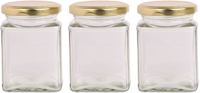 Pure Source India Glass Tea Coffee & Sugar Container  - 280 ml(Pack of 3, Clear)
