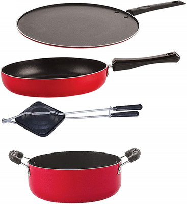 NIRLON FP13_ST11_HT_CS24 Non-Stick Coated Cookware Set(PTFE (Non-stick), Aluminium, 4 - Piece)