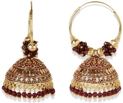 CHARMING JEWELS CHARMING JEWELS Designer Party Wear Enamelled Hoop Balli With Jhumki For Women And Girls Cubic Zirconia, Beads Alloy Hoop Earring