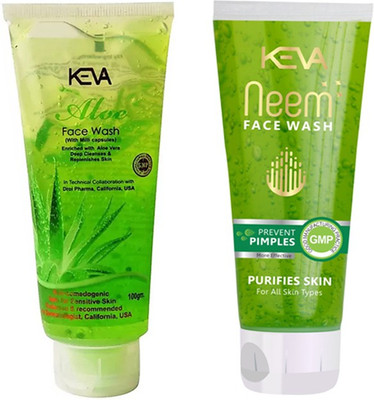 KEVA Aloe and Neem  | Enriched With Aloevera| For Smooth and Glowing Skin | Prevents from Pimple – ( Pack of 2 ) Face Wash(200 g)