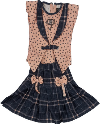 simran Girls Party(Festive) Top Skirt(Orange)
