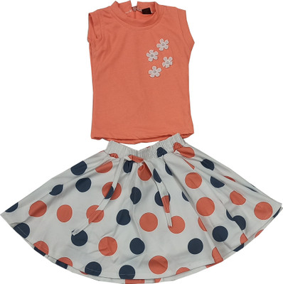 simran Girls Party(Festive) Top Skirt(Orange)