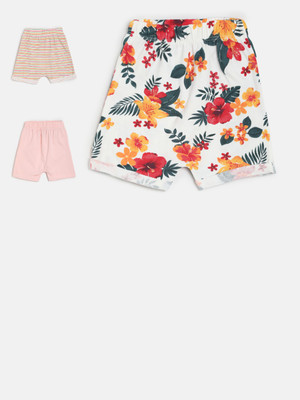 MINI KLUB Short For Girls Casual Solid, Printed Pure Cotton(Multicolor, Pack of 3)