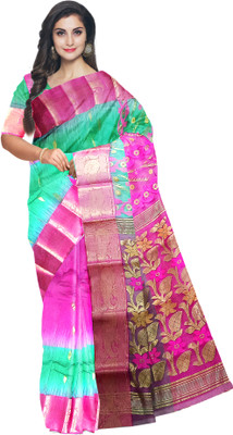 Pradip Fabrics Woven Tant Silk Blend Saree(Multicolor)