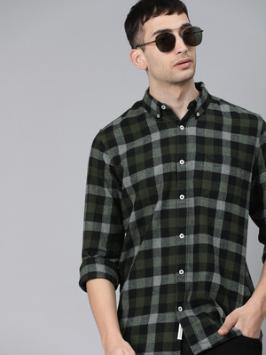 THE BEAR HOUSE Men Checkered Casual Green, Black Shirt