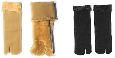 Bracevor Winter Socks Velvet Thermal Thumb Warm Ankle Calf length Feather Fleece Fur Stretchy Elastic Socks For Men,Women,Girls and Boys Unisex Socks Men & Women Solid Ankle Length(Pack of 2)