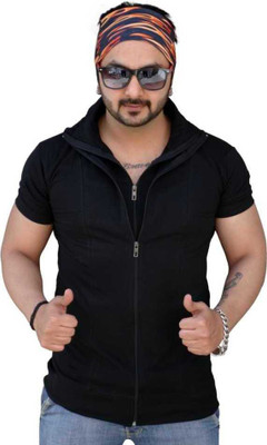 Bribzy Solid Men Polo Neck Black T-Shirt