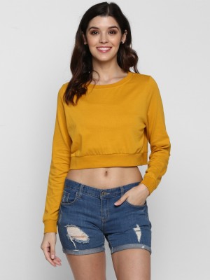 SHARKTRIBE Casual Full Sleeve Solid Women Yellow Top