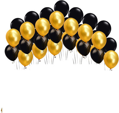Devansh enterprises Solid balloon 100 Balloon(Black, Gold, Pack of 100)