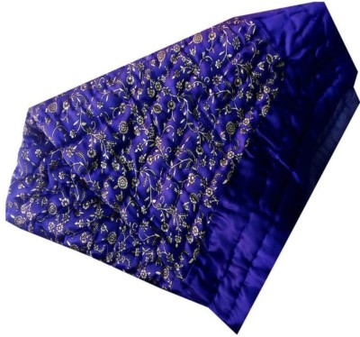 Mahadev Handicrafts Floral Double Quilt for  Heavy Winter(Silk, Blue)