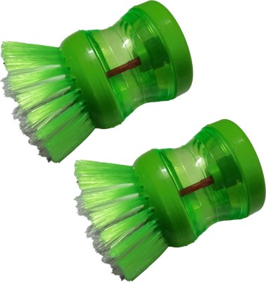 Uprising Store Combo Of 2 High Quality Plastic Pot Liquid Soap Dispensing Brush Nylon Wet Brush(Green, 2 Units)