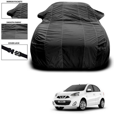 ANTHUB Car Cover For Nissan Micra Active (With Mirror Pockets)(Black)