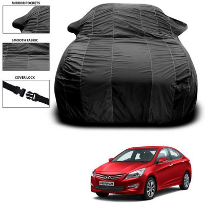 ANTHUB Car Cover For Hyundai Fluidic Verna (With Mirror Pockets)(Black)