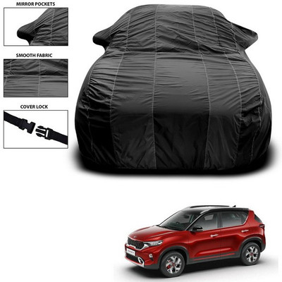 SEBONGO Car Cover For Kia Sonet (With Mirror Pockets)(Black)