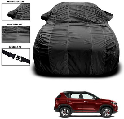 SEBONGO Car Cover For Kia Sonet (With Mirror Pockets)(Black)