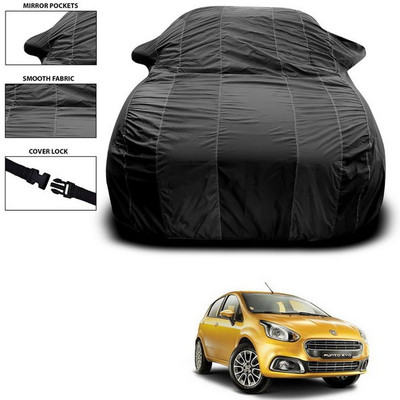 ANTHUB Car Cover For Fiat Punto Evo (With Mirror Pockets)(Black)