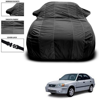 SEBONGO Car Cover For Hyundai Accent Viva (With Mirror Pockets)(Black)